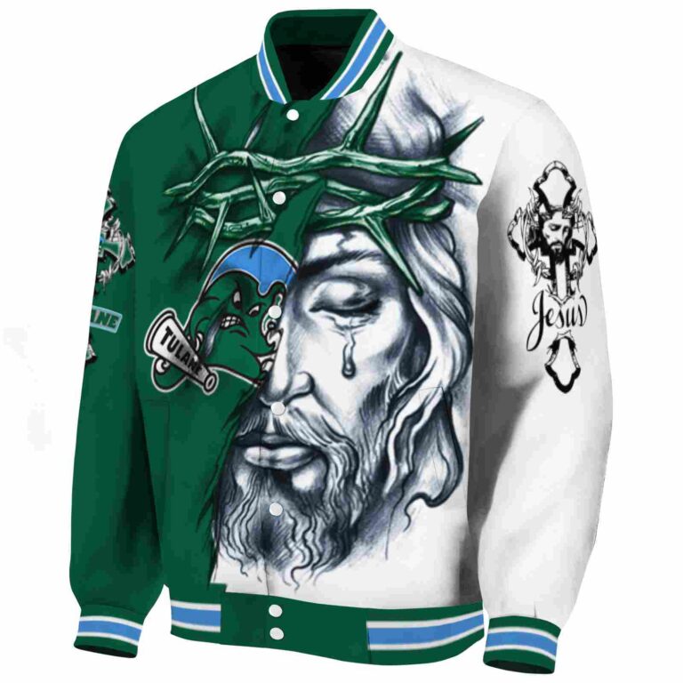 personalized tulane green wave jesus tears green white jacket best selling