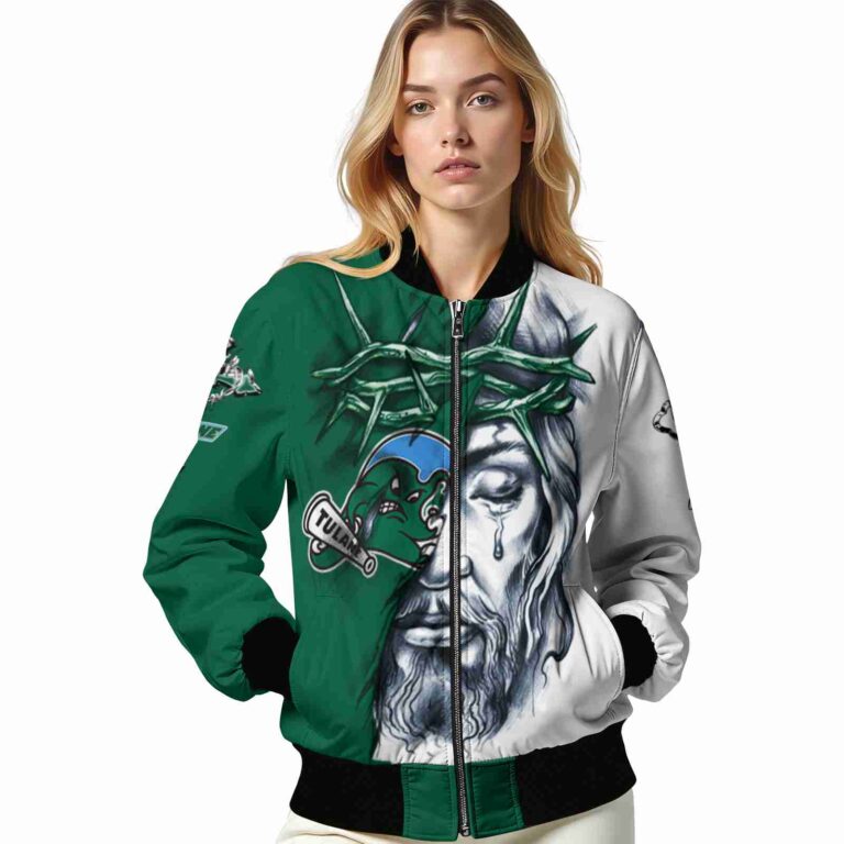personalized tulane green wave jesus tears green white jacket latest model