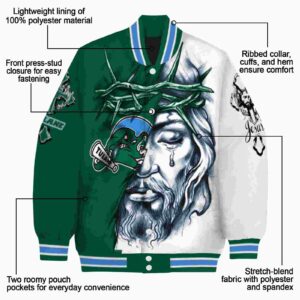 personalized tulane green wave jesus tears green white jacket new arrival