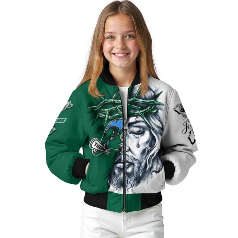 personalized tulane green wave jesus tears green white jacket top rated
