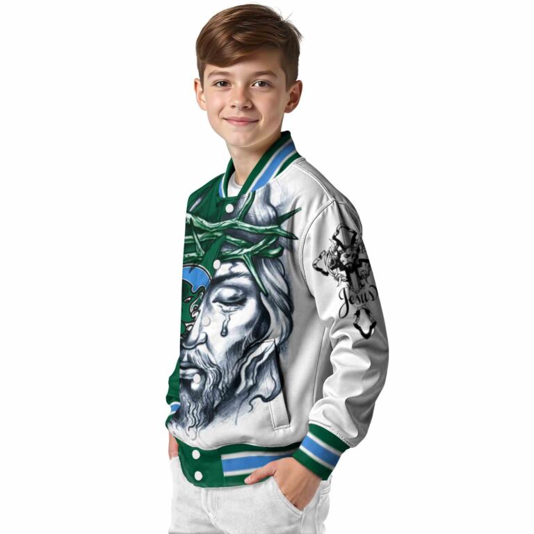 personalized tulane green wave jesus tears green white jacket trendy