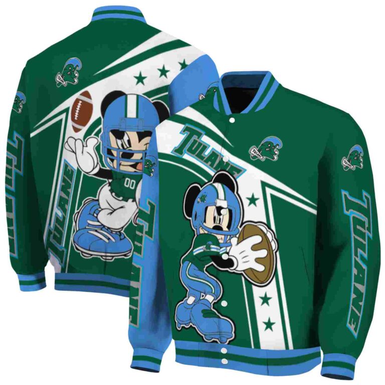 personalized tulane green wave mickey football green white jacket fashion forward