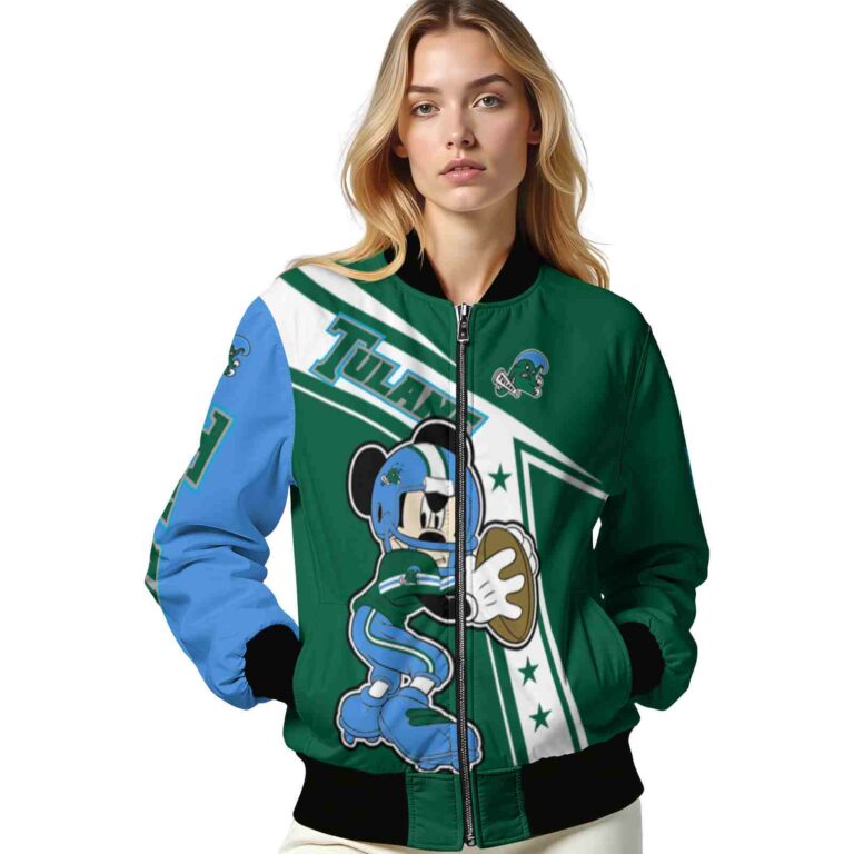 personalized tulane green wave mickey football green white jacket latest model