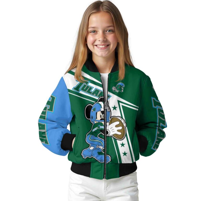 personalized tulane green wave mickey football green white jacket top rated