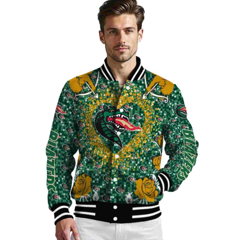 personalized uab blazers heart explosion green jacket high quality