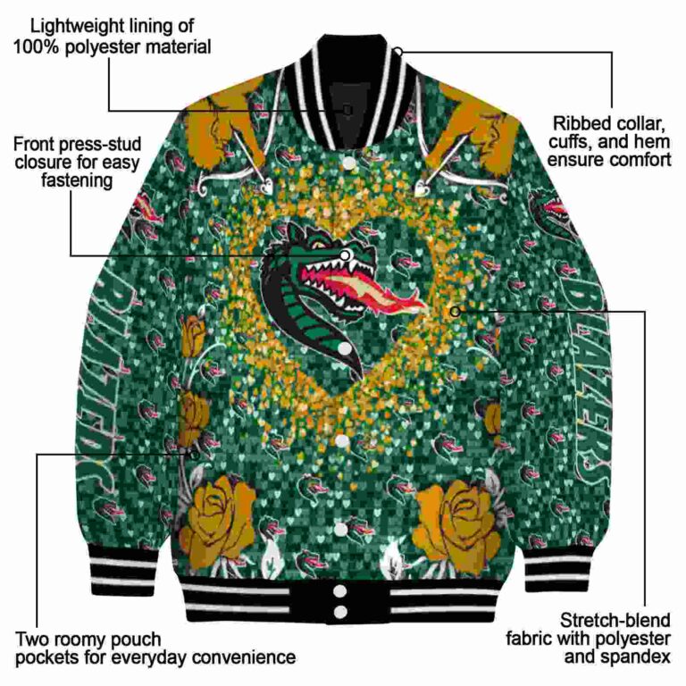 personalized uab blazers heart explosion green jacket new arrival