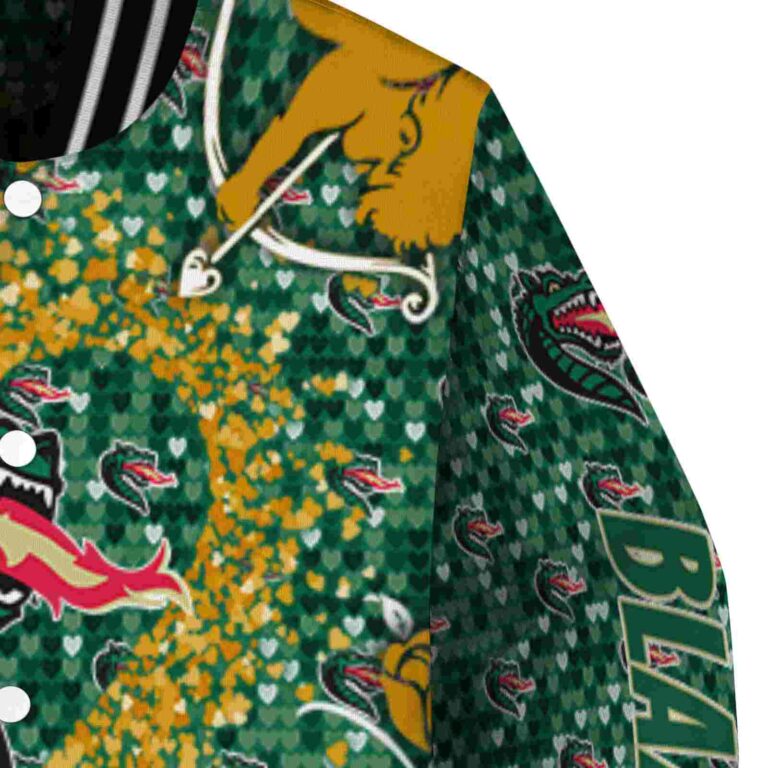 personalized uab blazers heart explosion green jacket premium grade