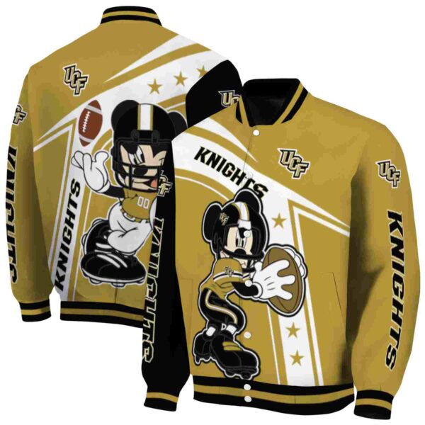 personalized ucf knights mickey football gold white jacket fashion forward
