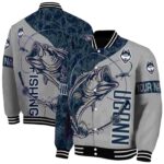 personalized uconn huskies fishing rod grey jacket best selling