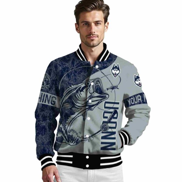 personalized uconn huskies fishing rod grey jacket high quality