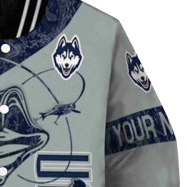 personalized uconn huskies fishing rod grey jacket premium grade