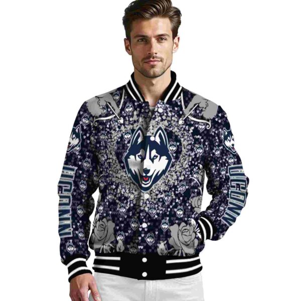 personalized uconn huskies heart explosion blue jacket high quality
