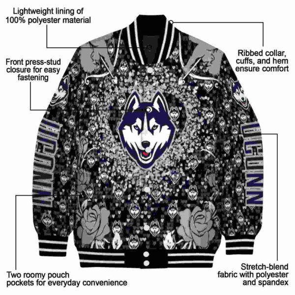personalized uconn huskies heart explosion blue jacket new arrival