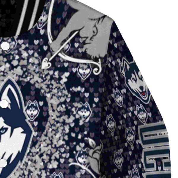 personalized uconn huskies heart explosion blue jacket premium grade