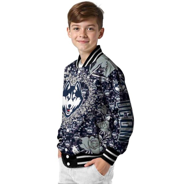 personalized uconn huskies heart explosion blue jacket trendy