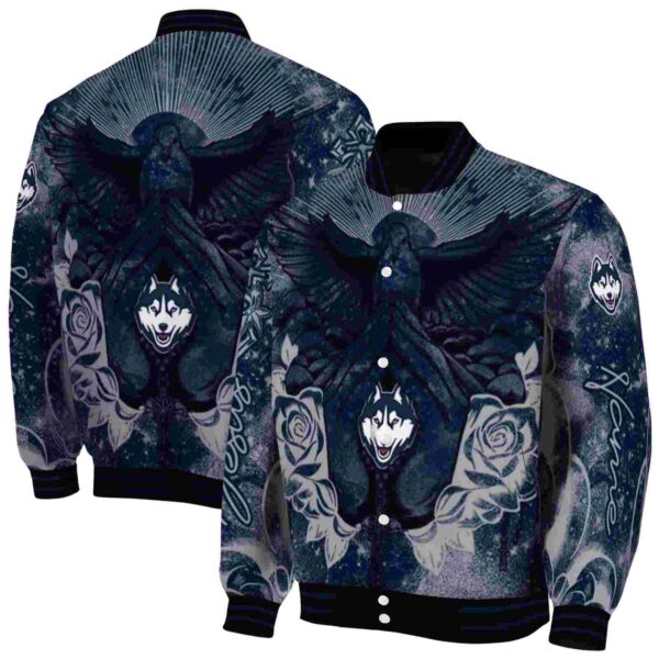 personalized uconn huskies praying hands blue jacket fashion forward