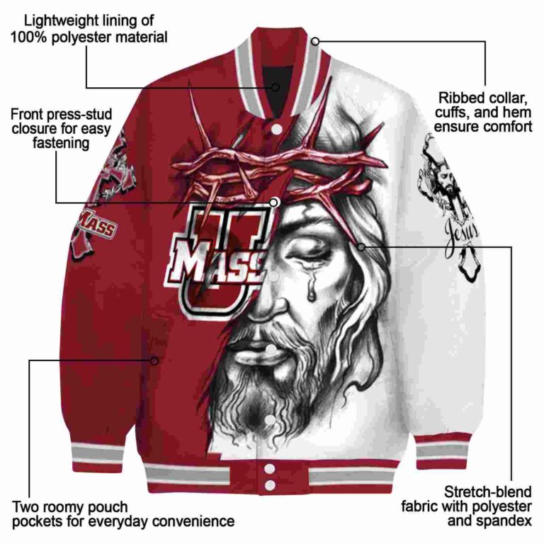 personalized umass minutemen jesus tears red white jacket new arrival