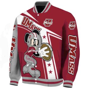 personalized umass minutemen mickey football red white jacket best selling