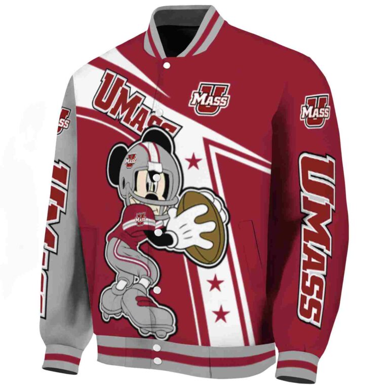 personalized umass minutemen mickey football red white jacket best selling