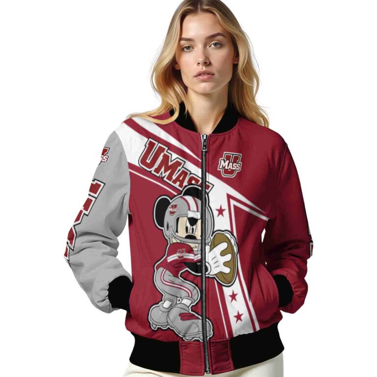 personalized umass minutemen mickey football red white jacket latest model
