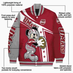 personalized umass minutemen mickey football red white jacket new arrival