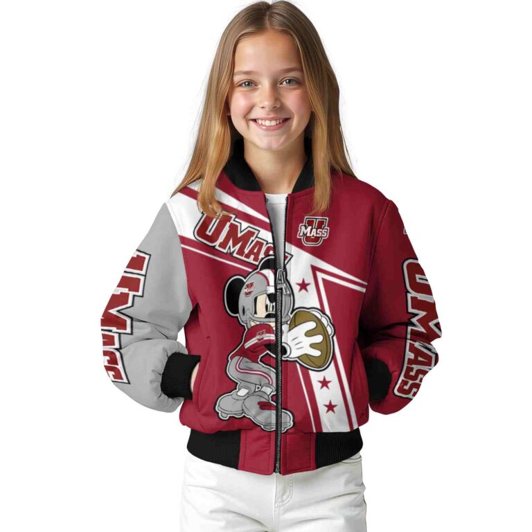 personalized umass minutemen mickey football red white jacket top rated