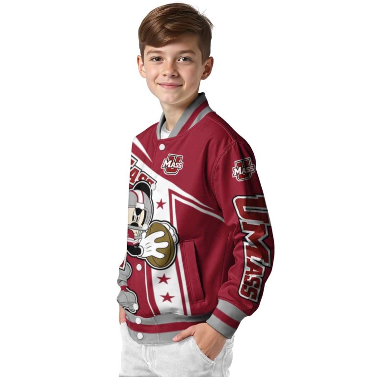 personalized umass minutemen mickey football red white jacket trendy