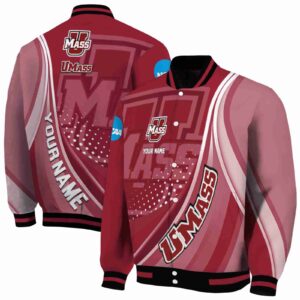personalized umass minutemen wave patterns red jacket fashion forward