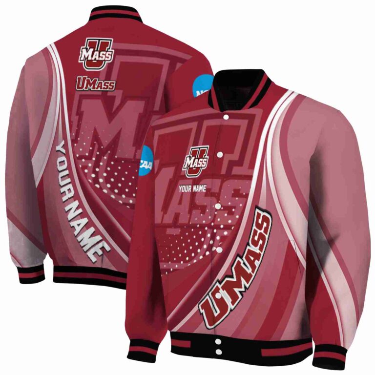 personalized umass minutemen wave patterns red jacket fashion forward