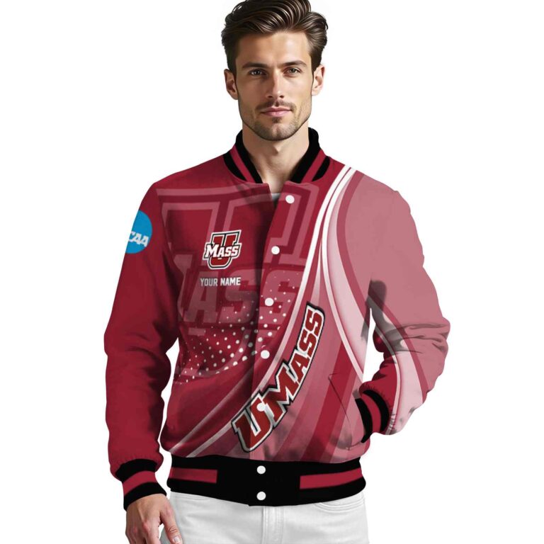 personalized umass minutemen wave patterns red jacket high quality