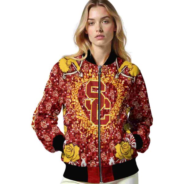 personalized usc trojans heart explosion red jacket latest model