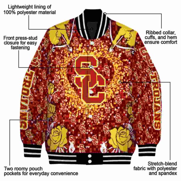 personalized usc trojans heart explosion red jacket new arrival