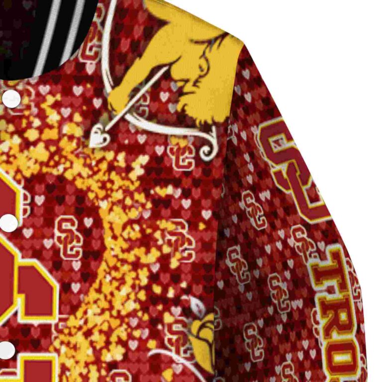 personalized usc trojans heart explosion red jacket premium grade