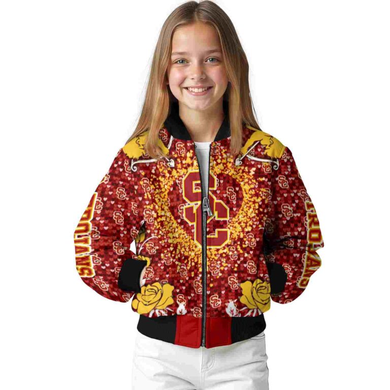 personalized usc trojans heart explosion red jacket top rated