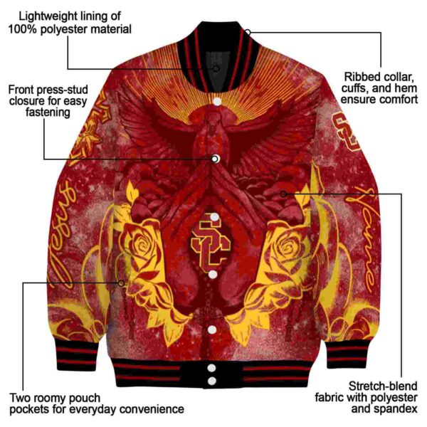 personalized usc trojans praying hands red jacket new arrival
