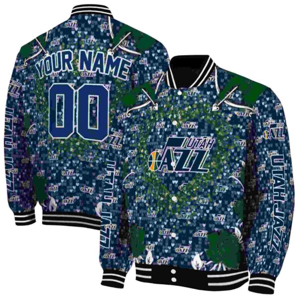 personalized utah jazz heart explosion navy jacket fashion forward