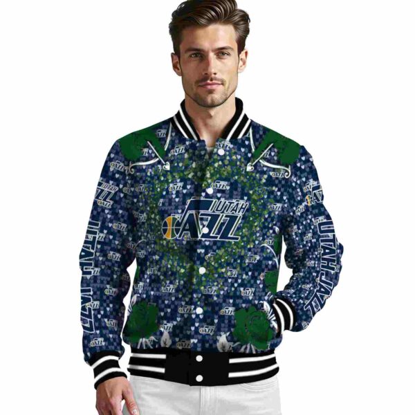 personalized utah jazz heart explosion navy jacket high quality