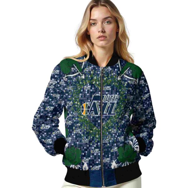 personalized utah jazz heart explosion navy jacket latest model