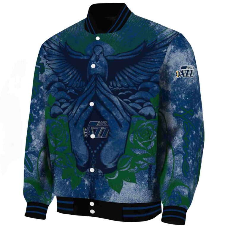 personalized utah jazz praying hands navy jacket best selling