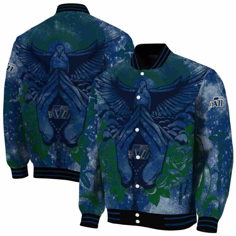 personalized utah jazz praying hands navy jacket fashion forward