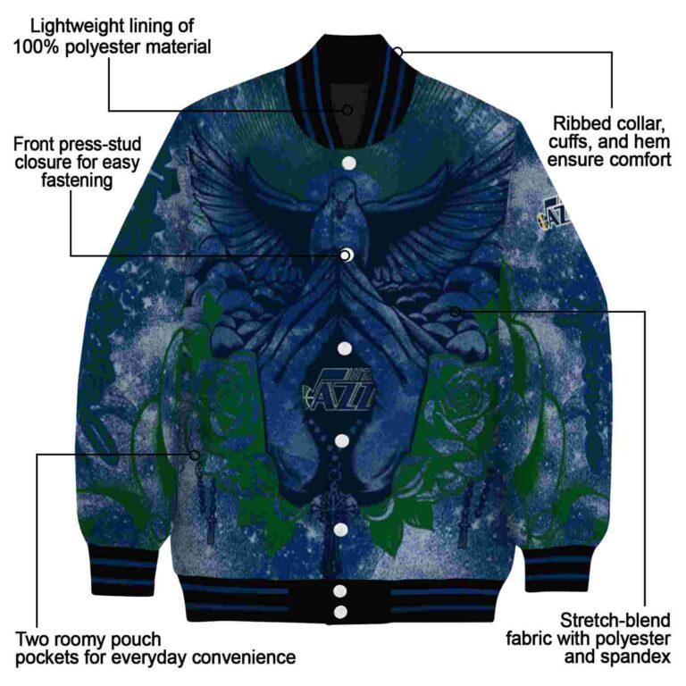 personalized utah jazz praying hands navy jacket new arrival