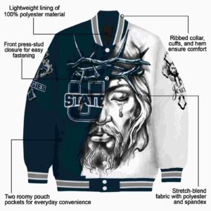 personalized utah state aggies jesus tears navy white jacket new arrival