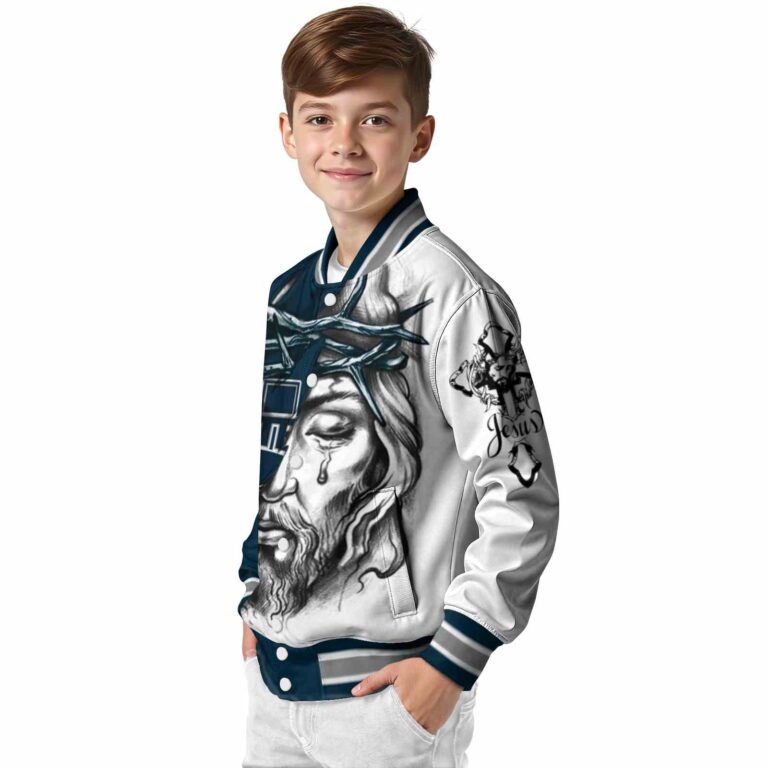 personalized utah state aggies jesus tears navy white jacket trendy