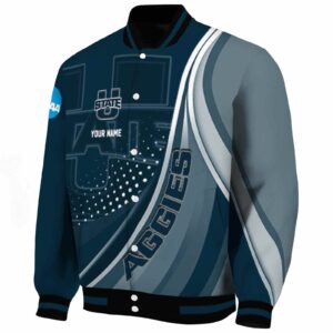personalized utah state aggies wave patterns navy jacket best selling