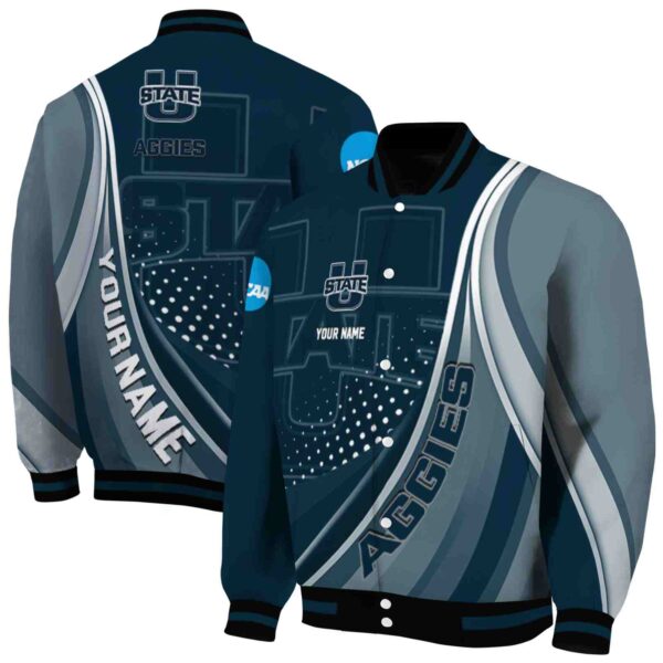 personalized utah state aggies wave patterns navy jacket fashion forward