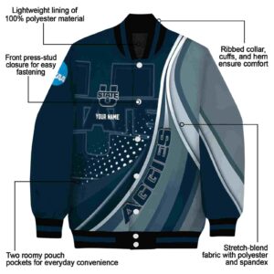 personalized utah state aggies wave patterns navy jacket new arrival