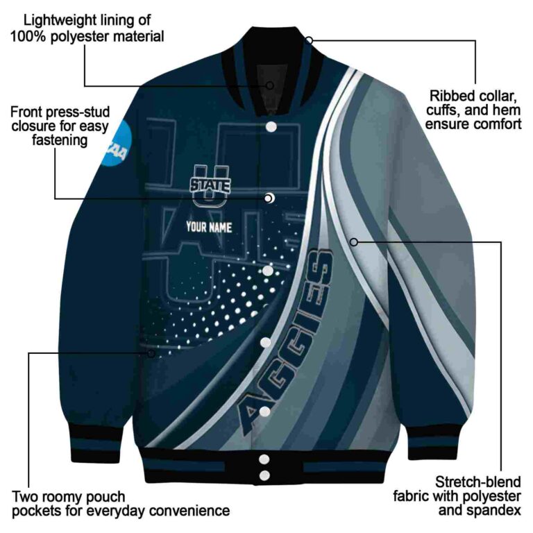 personalized utah state aggies wave patterns navy jacket new arrival