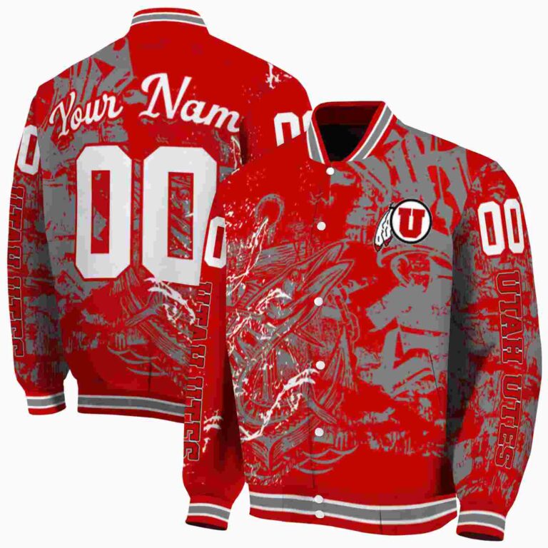 personalized utah utes fishing art red jacket fashion forward