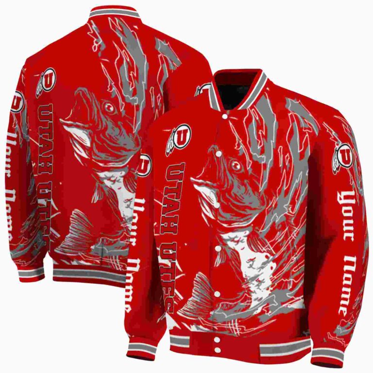 personalized utah utes fishing passion red white jacket fashion forward