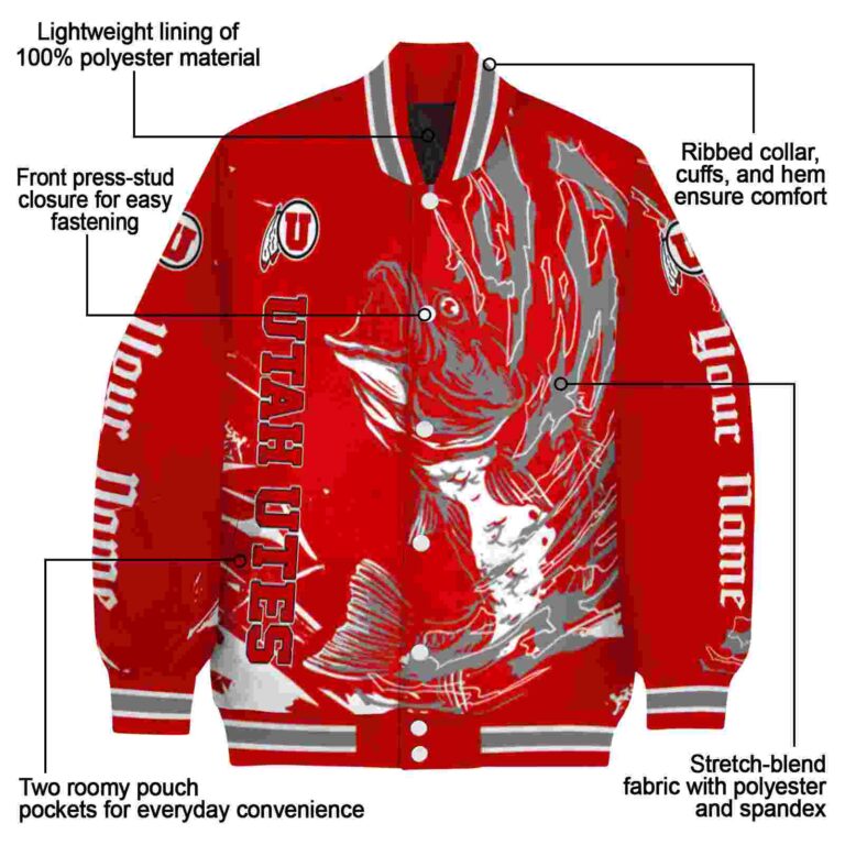 personalized utah utes fishing passion red white jacket new arrival